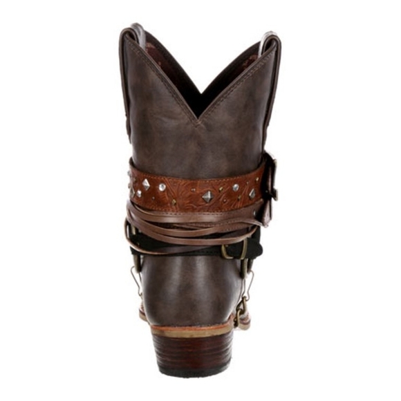 Durango Brown and Black Western Ankle Booties Sz8 Gentle Used All Man Made Mater - Picture 3 of 13